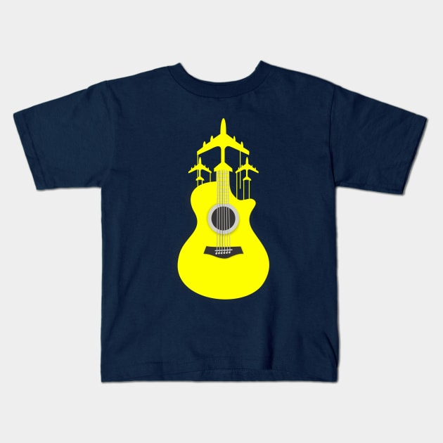 collaboration planes and guitar Kids T-Shirt by pranata